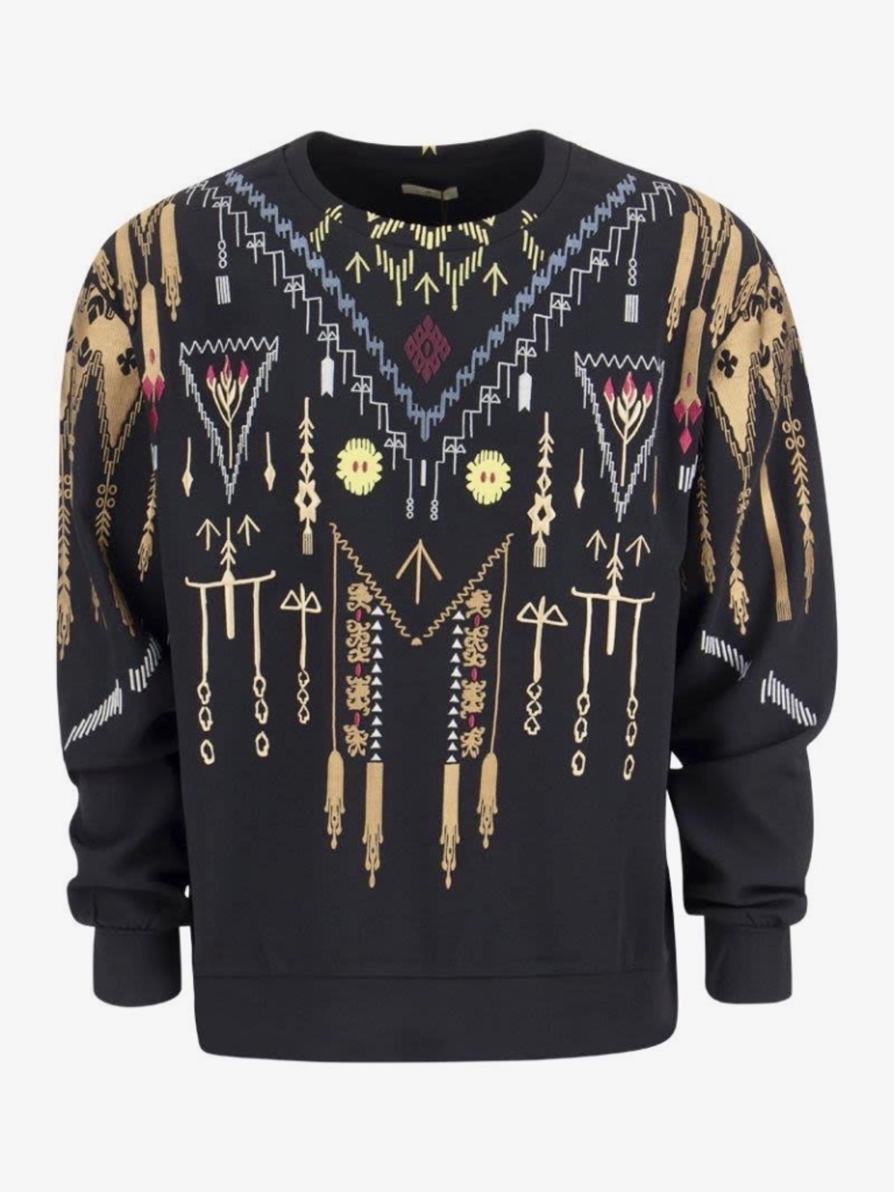 Etro Felpa Embroidered Crew Neck Black Sweatshirt Sz XL